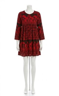 NEW VELZERA india print mini dress in red